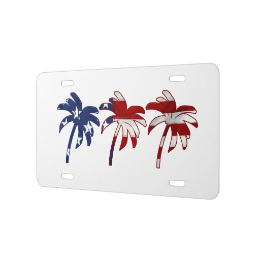 Red White Blue Palm Trees License Plate Zazzle