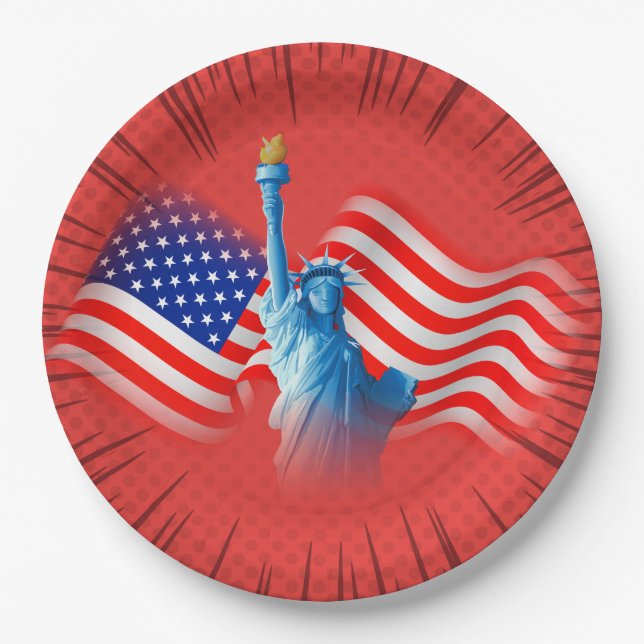 Red White Blue Paper Plate (Front)