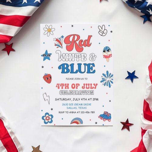 Red White Blue Party  Party in the USA Invitation