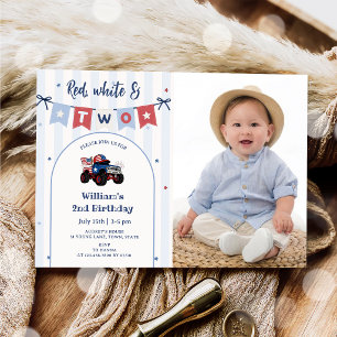 Red White & Blue Patriotic 2nd Birthday Invitation