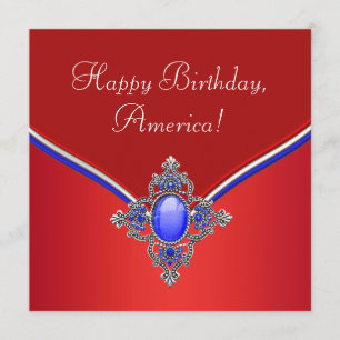 Red White Blue Patriotic 4th of July Party Invitation