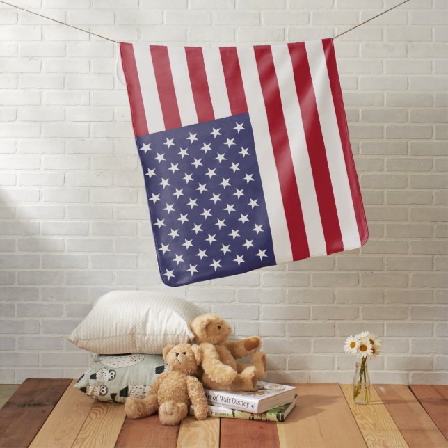 Red White & Blue Patriotic American Flag Baby Blanket (In Situ)