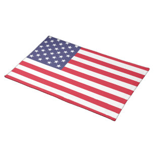 Red White & Blue   Patriotic American Flag Cloth Placemat