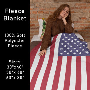 Red White & Blue Patriotic American Flag Fleece Blanket
