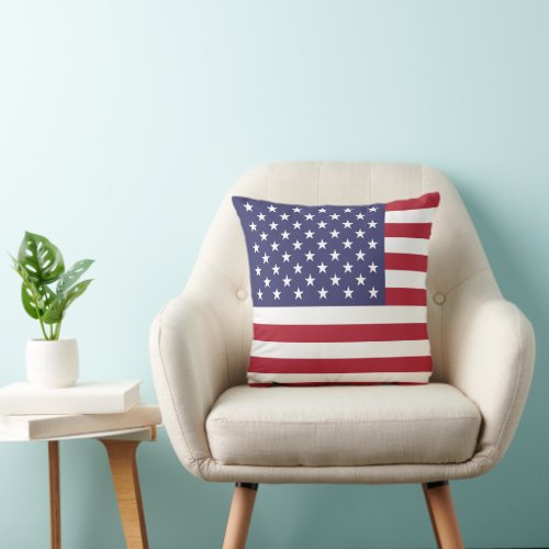 Red White  Blue Patriotic American Flag Throw Pillow