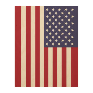 Red White & Blue Patriotic American Flag Wood Wall Art