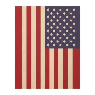Red White & Blue Patriotic American Flag Wood Wall Art