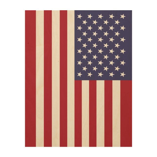 Red White & Blue Patriotic American Flag Wood Wall Art (Front)