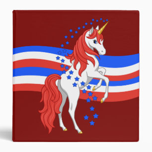 Red White Blue Patriotic American Unicorn Binder