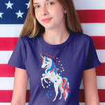 Red White Blue Patriotic American Unicorn T-shirt at Zazzle