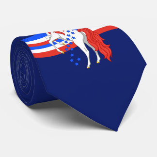 Red White Blue Patriotic American Unicorn Tie