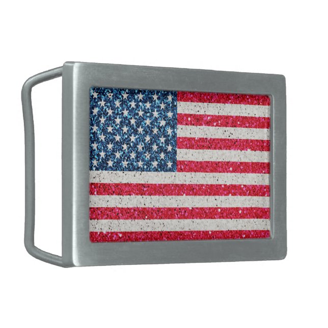   Red White Blue Patriotic American USA Flag Party Belt Buckle (Front Left)