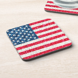   Red White Blue Patriotic American USA Flag Party Beverage Coaster