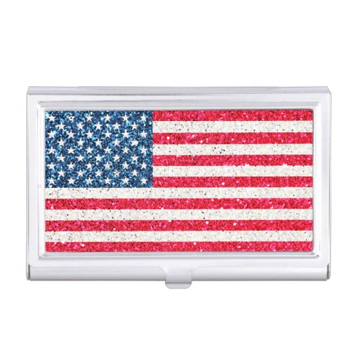   Red White Blue Patriotic American USA Flag Party Business Card Case