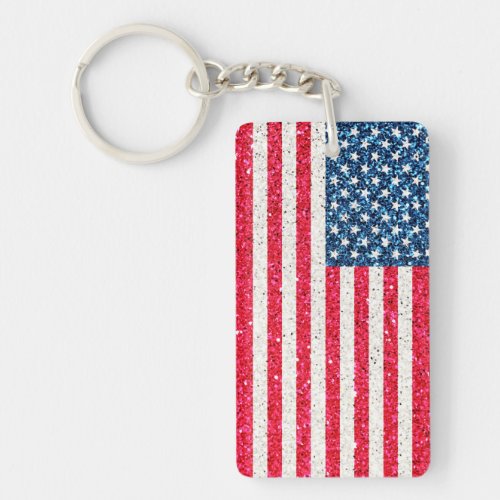   Red White Blue Patriotic American USA Flag Party Keychain