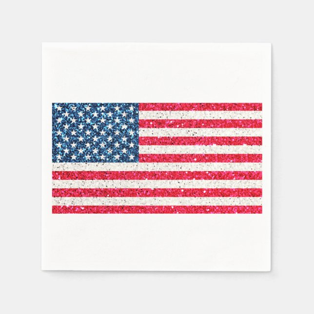   Red White Blue Patriotic American USA Flag Party Napkins (Front)