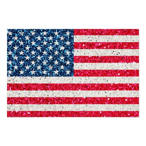   Red White Blue Patriotic American USA Flag Party Poster