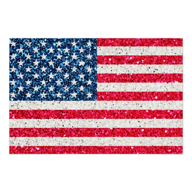   Red White Blue Patriotic American USA Flag Party Poster (Front)