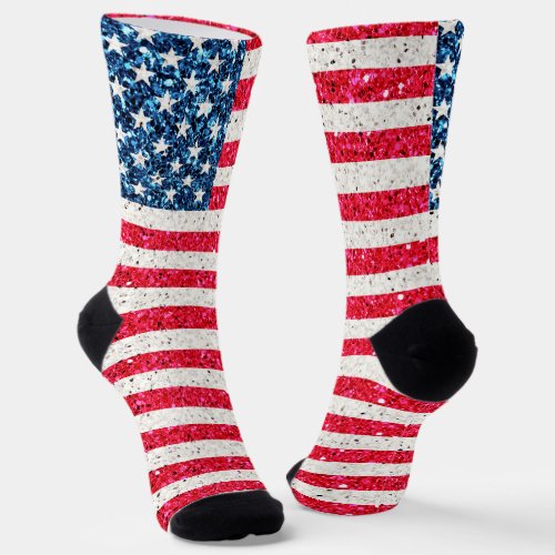   Red White Blue Patriotic American USA Flag Party Socks