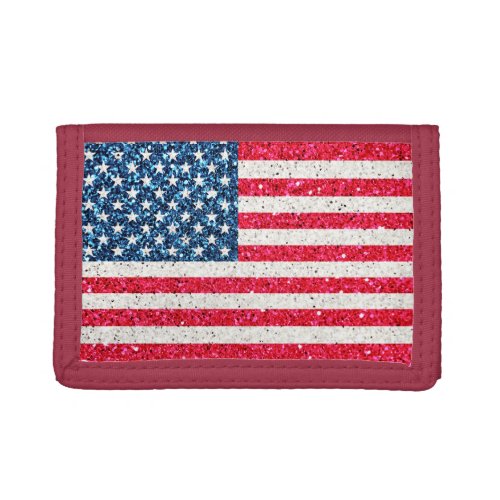   Red White Blue Patriotic American USA Flag Party Trifold Wallet
