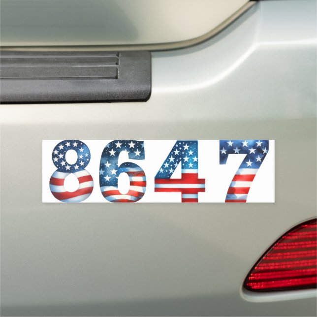 RED WHITE BLUE PATRIOTIC ANTI-TRUMP NUMBERS CAR MAGNET (In Situ)