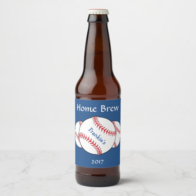 Red White Blue Patriotic Baseball Beer Label (Front)