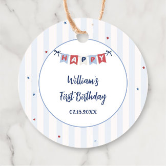 Red White & Blue Patriotic Birthday Favor Tags