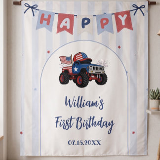 Red White & Blue Patriotic Birthday Tapestry