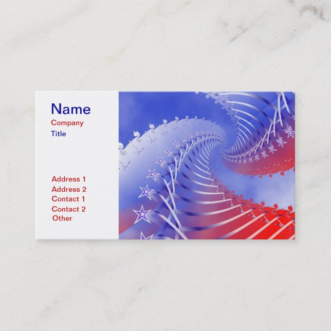 Red White & Blue Patriotic Business Card (Front)