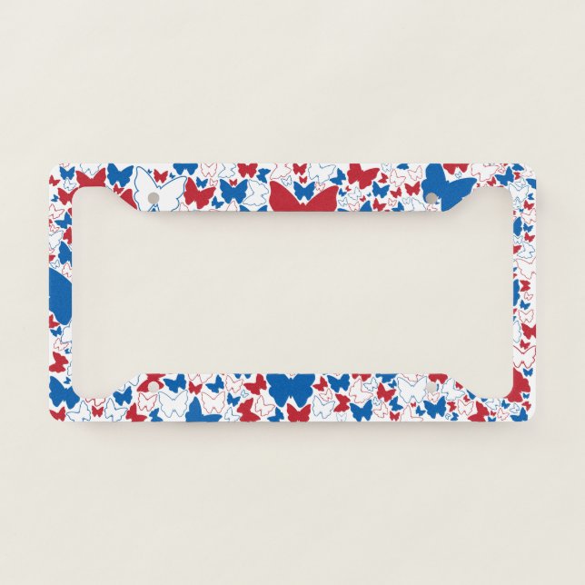 Red White Blue Patriotic Butterflies License Plate Frame (Front)
