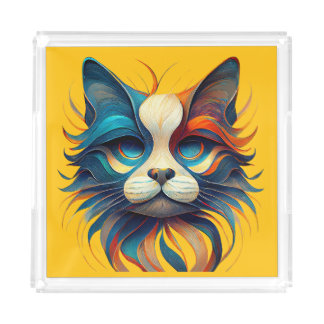 Red White & Blue Patriotic Cat Acrylic Tray