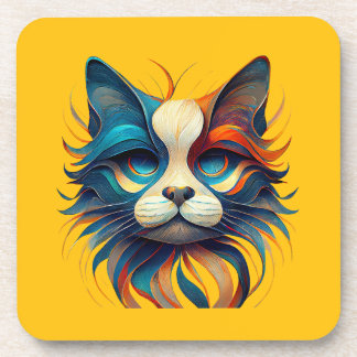 Red White & Blue Patriotic Cat Beverage Coaster