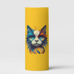 Red White & Blue Patriotic Cat Pillar Candle
