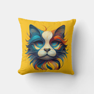 Red White & Blue Patriotic Cat Throw Pillow
