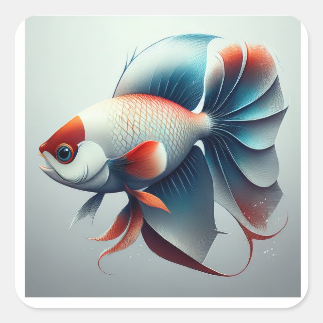 Red White & Blue Patriotic Exotic Fish Square Sticker (Front)