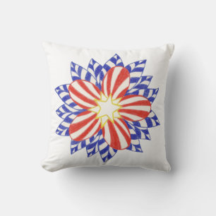 Red White Blue Patriotic Flower Pillows