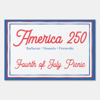 Red, White & Blue Patriotic Fourth of July Picnic Sign