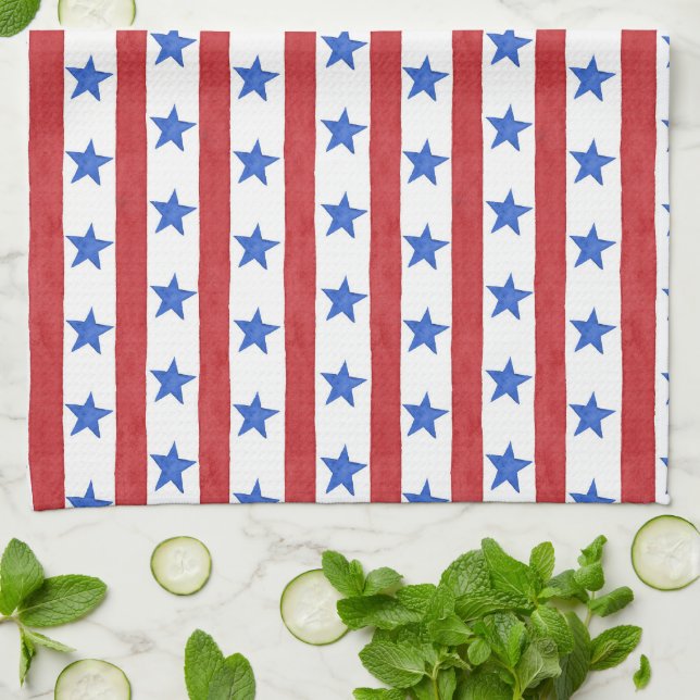 Red White & Blue Patriotic Kitchen Towel (Folded)