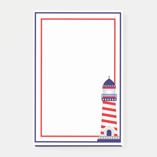 Red White Blue Patriotic Lighthouse Post-It Notes (Front)
