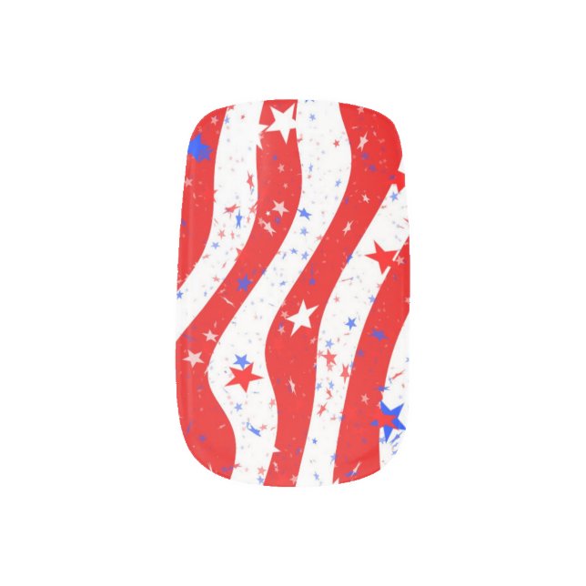 Red White Blue Patriotic Minx Nail Art (Left Thumb)