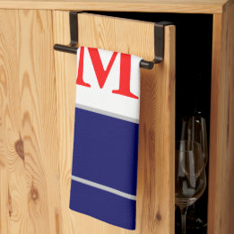 Red White Blue Patriotic Monogrammed Kitchen Towel