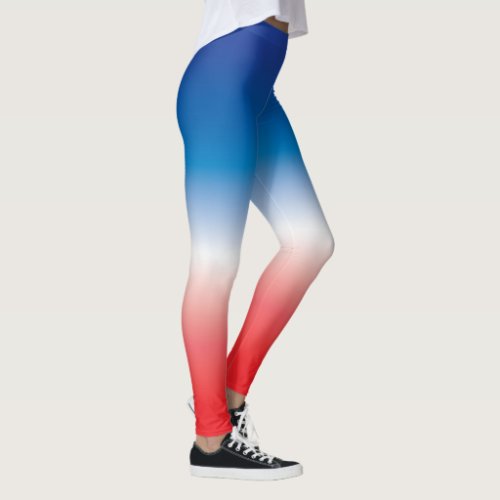 Red White Blue Patriotic Ombre Tie Dye Leggings