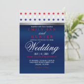 Red, White & Blue Patriotic Star Wedding Invitation (Standing Front)