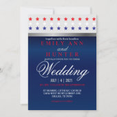 Red, White & Blue Patriotic Star Wedding Invitation (Front)