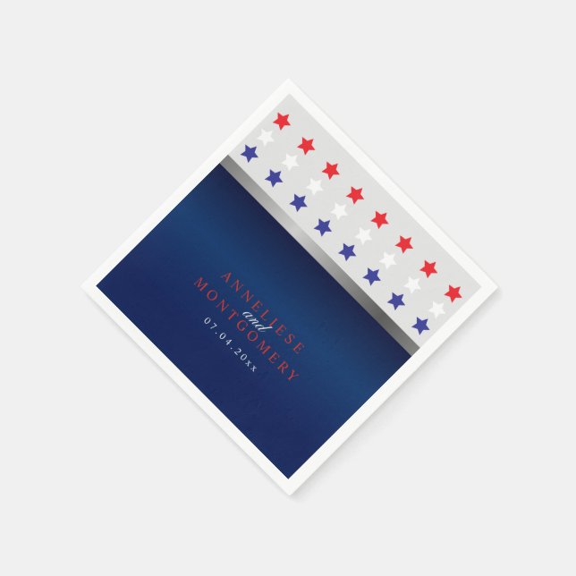 Red, White & Blue Patriotic Star Wedding Napkins (Corner)