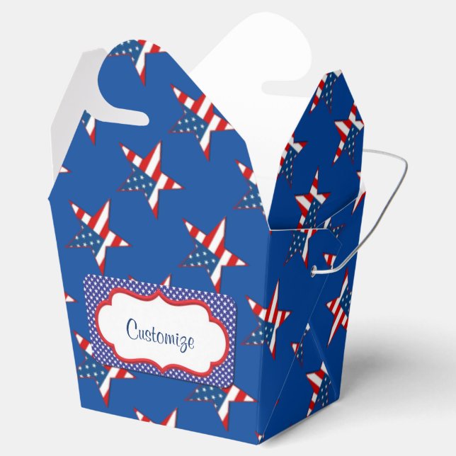 Red White & Blue Patriotic Stars Favor Box (Opened)