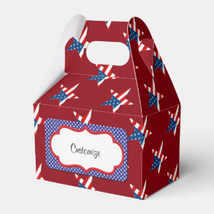 Red White & Blue Patriotic Stars Gable Favor Box