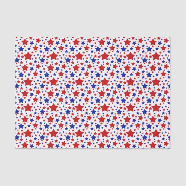Red white blue Patriotic stars pattern tissue Paper (Front)