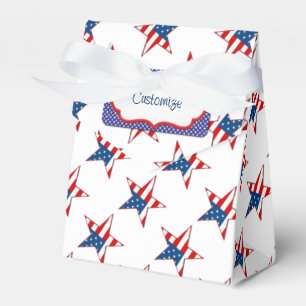 Red White & Blue Patriotic Stars Tent Favor Box