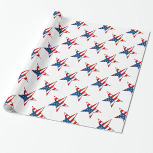 Red White & Blue Patriotic Stars Wrapping Paper